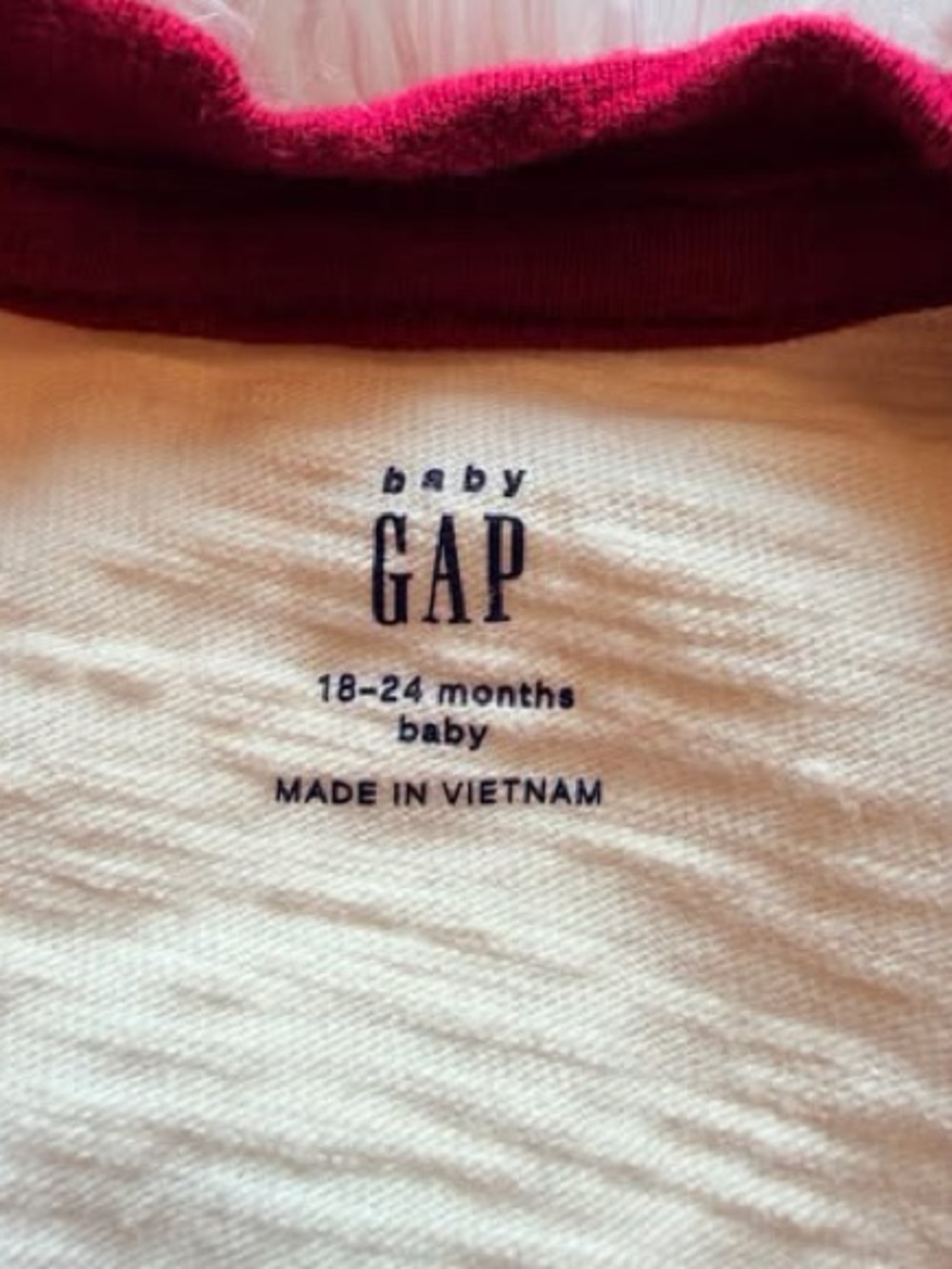 Baby Gap Loved Graphic Raglan Long Sleeve Tee 18-24M Toddler Girl Red Cream - Picture 4 of 6